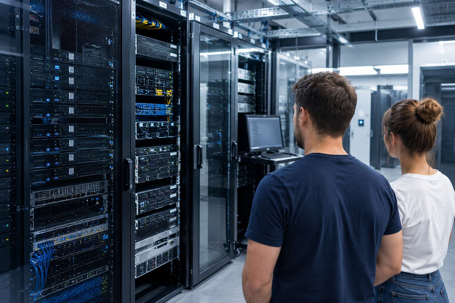 Mitarbeitende von CNS-IT im Serverraum